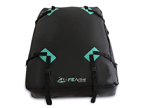 FE Active Portaequipajes Techo Coche - Baca Coche 100% Impermeable de 424L Maletero para Coche Techo Porta Equipaje con Correas Anchas para Viajes Largos por Carretera Camping | Diseñado en California