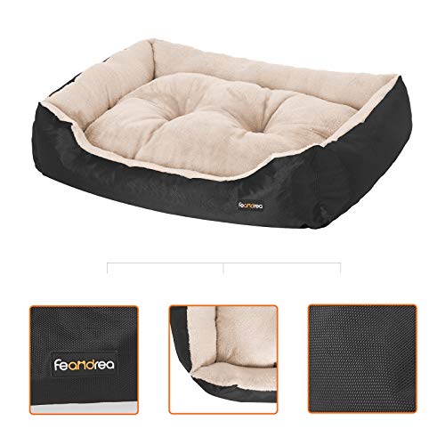 FEANDREA Cama para Perro, Cojín Reversible, 80 x 65 x 20 cm, Negro PGW04BGV1