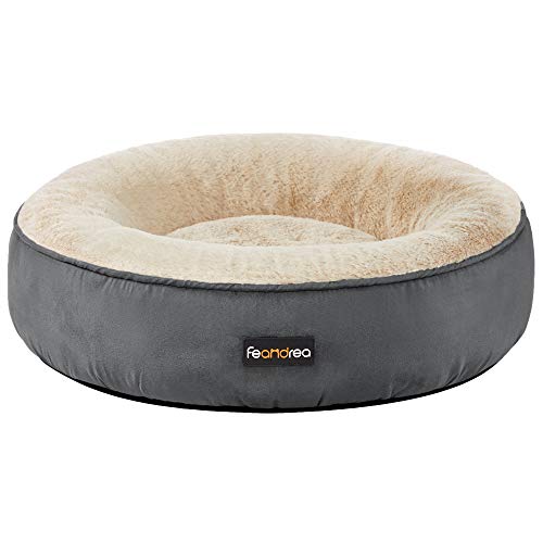 FEANDREA Cesta de Perros Redonda, Cama Redonda, ø 50 cm, Gris Oscuro PGW050G02