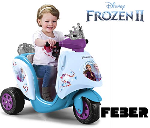 Feber Scooty - Moto Scooter de batería Frozen 2, Para niños y niñas desde los 12 meses a los 4 años, 6V (Famosa 800012446)