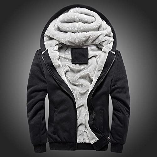 FeelFree+ Sudadera con Capucha para Hombre Forrado Caliente Chaqueta Deportivo Uniforme Béisbol Suéter con Cremallera Lana Cálida Invierno Hoodie Manga Larga Cordón con Bolsillo Terciopelo Abrigo