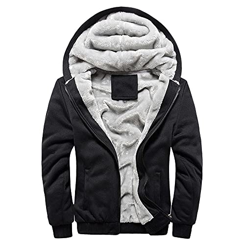 FeelFree+ Sudadera con Capucha para Hombre Forrado Caliente Chaqueta Deportivo Uniforme Béisbol Suéter con Cremallera Lana Cálida Invierno Hoodie Manga Larga Cordón con Bolsillo Terciopelo Abrigo