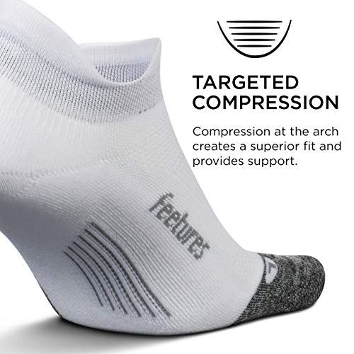 Feetures - Elite Light Cushion - No Show Tab - Calcetines deportivos para correr para hombres y mujeres - Blanco - Talla Grande