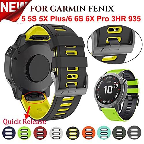 FEFD Correa de silicona de liberación rápida de 26 22 mm para Garmin Fenix 6X 6 6S Pro smartwatch Easyfit correa de muñeca Fenix 5X 5 5S (color: H, tamaño: 20 mm Fenix 5S 6S Pro)