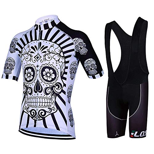 Feilaxleer Ropa Ciclismo Verano para Hombre y Mujer - Un Conjunto de Ciclismo Jersey Maillot y Culotte Pantalones Cortos (CR,L)