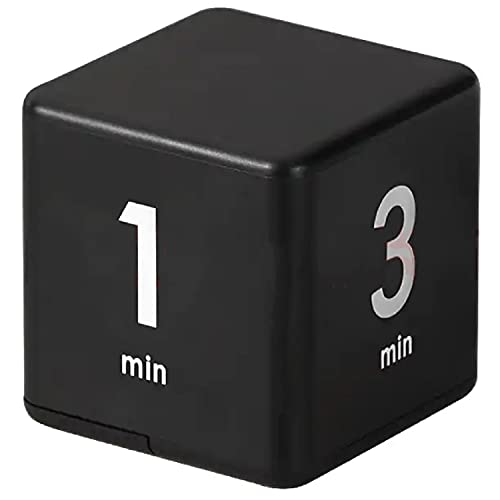 Feilifan Temporizador de cubo, Kid Focus Estudio Temporizador de Cocina Temporizador de Trabajo Bloque de Tiempo Cubo Gravedad Flip Time Block Cube 1-3-5-10 Minutos Gestión del Tiempo (negro)