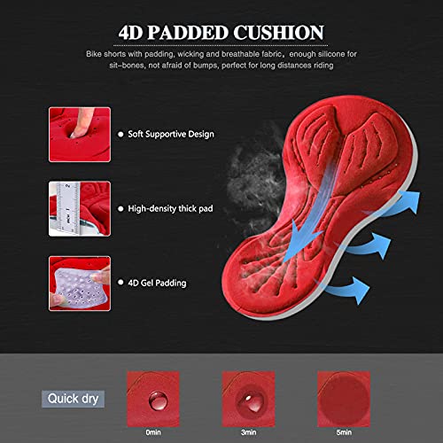 FEIXIANG Conjunto de maillot de ciclismo para hombre, camiseta de manga corta y pantalones cortos con acolchado de gel 4D, transpirable, secado rápido rojo M