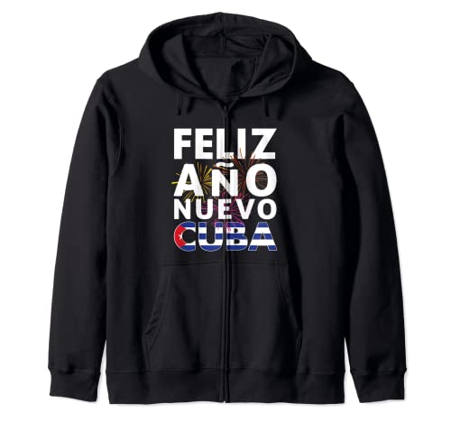 Feliz Año Nuevo Cuba 2022 con Bandera de Cuba Sudadera con Capucha