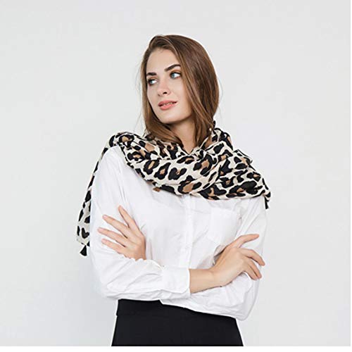 Femenino De La Impresión Del Leopardo De La Bufanda De Pashmina Mantón Largo Pañuelos Infinity Largos Abrigos De La Bufanda (Blanco)