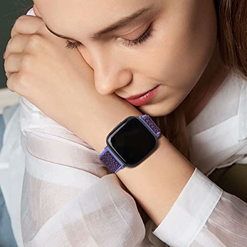 Fengyiyuda Nylon Correa Compatible con Fitbit Versa 2/Versa/Versa Lite/Versa SE,Elástico Bandas Suaves para Relojes Inteligentes, Seporte Hebillas Ajustables,correas de repuesto,Lilac