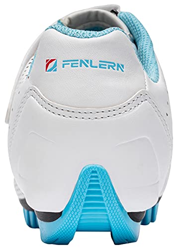 Fenlern Zapatillas de Ciclismo para Hombre Zapatos de MTB con Suela de Goma y Triple Tira de Ajustable de Correa(Magnolia Blanca,EU 35)