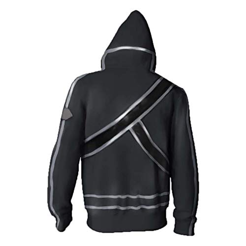 Fennn Sudadera Online Sudadera con Capucha Online Kirito 3D Sudadera Trazado de la Sudadera (Color : Black, Size : XL)