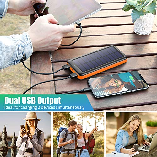 Feob Cargador Solar 26800mah, Power Bank Solar【IC de Control Inteligente】con Entradas de Tipo-C, Micro USB o Paneles Solares, Carga Rápida Batería Externa Universal para Smartphones, Tabletas