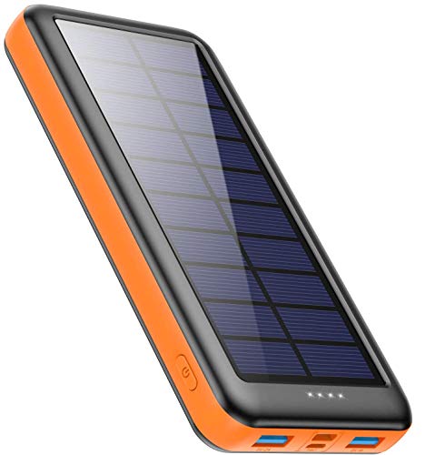 Feob Cargador Solar 26800mah, Power Bank Solar【IC de Control Inteligente】con Entradas de Tipo-C, Micro USB o Paneles Solares, Carga Rápida Batería Externa Universal para Smartphones, Tabletas