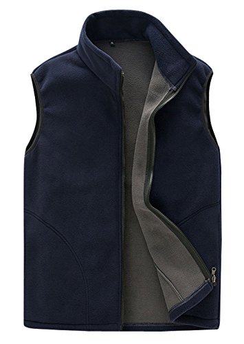 FEOYA - Vest Chaqueta sin Mangas Forro Polar de Hombre Adolescentes Grueso Térmico Chaleco con Cremallera Deportivo Senderismo Camping Pesca Regalo para Navidad - Azul Marino