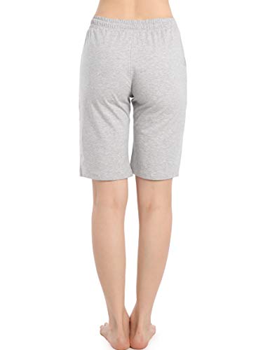 Ferrieswheel Story Bermudas para mujer, longitud a la rodilla, pantalones cortos de yoga con bolsillos para entrenamiento, gris, Large