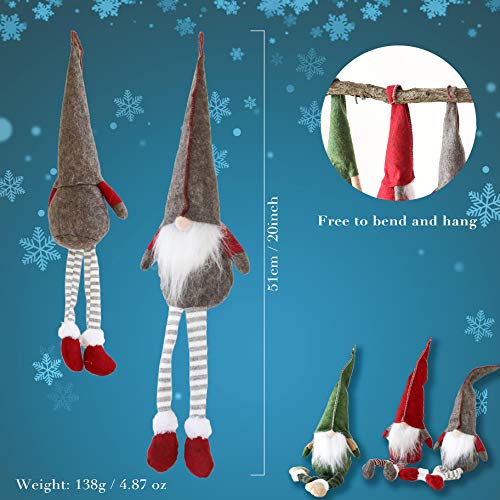 Fettinow Juego de 3 gnomos de Navidad, gnomo, Adornos navideños, Hecho a Mano, escandinavo, para decoración de la casa, Adornos de Papá Noel para Navidad, Materiales Premium, Verde, Rojo, Gris