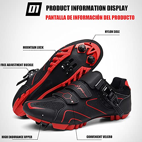 FGFDS Zapatillas De Ciclismo para Hombre Y Mujer, Correa De Hebilla Precisa Zapatillas Bicicleta Montaña Y Carretera Zapatillas Zapatillas Bicicleta MTB Compatibles con Peloton SPD/SPD-SL & Look