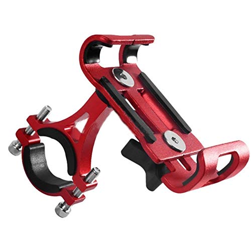 FHJSK For Mountain Bike Manillar de la Bicicleta de la Bici Celular Mobile Holder Soporte y Madre Celular Holder aleación de Aluminio Ajustable Mob Manillar de Bicicleta (Color : Rotatable Red)