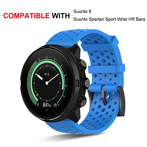 Ficocean Correa de Reloj Compatible para Suunto 9, Pulsera de Silicona Brazalete de Repuesto Banda de Deportes Correa de Muñeca para Suunto 9 /Suunto Spartan Sport Wrist HR Baro (Azul, L)