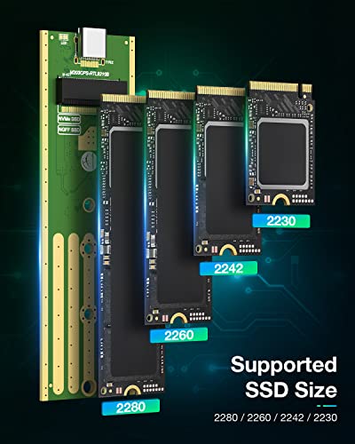 FIDECO Carcasa para Disco Duro M.2, Caja M.2 NVMe/SATA PCIe USB 3.1 con UASP, 10Gbps Carcasa SSD M.2 para para M-Key y B+M Key M.2 NVME o SATA SSD 2230/2242/2260/2280