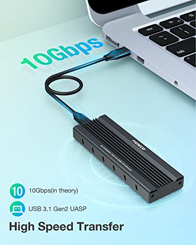 FIDECO Carcasa para Disco Duro M.2, Caja M.2 NVMe/SATA PCIe USB 3.1 con UASP, 10Gbps Carcasa SSD M.2 para para M-Key y B+M Key M.2 NVME o SATA SSD 2230/2242/2260/2280