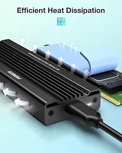 FIDECO Carcasa para Disco Duro M.2, Caja M.2 NVMe/SATA PCIe USB 3.1 con UASP, 10Gbps Carcasa SSD M.2 para para M-Key y B+M Key M.2 NVME o SATA SSD 2230/2242/2260/2280