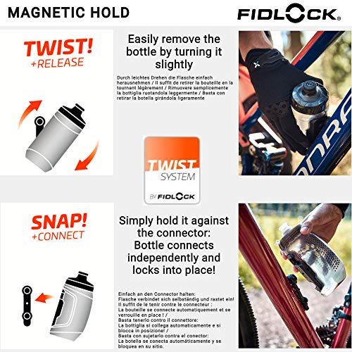 Fidlock Bottle 450 y Uni Base Portabidón magnético para Bicicleta portabidon Bicicleta Porta Botellas para Bicicleta Porta bidones para Bici MTB portabidon Bicicleta MTB