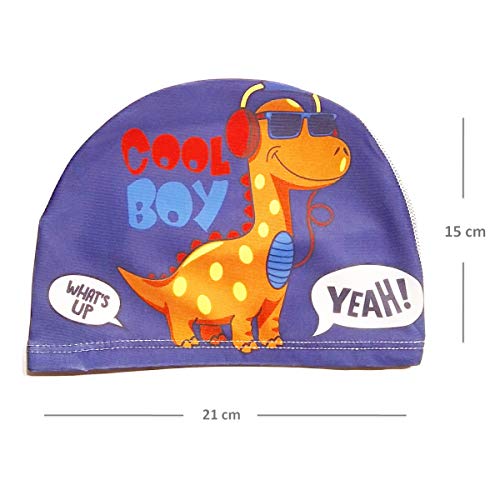 Filo Fuchs Juego de 2 Gorros de baño para niños (Edad: 3 – 10 años) – Dino y Ballena – 100% Nailon y 0% Ziepen