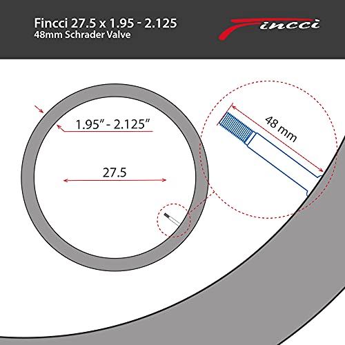 Fincci 27,5 x 1,95 2,125 Pulgadas 48mm Cámara de Aire Schrader Válvula Interior para Carretera MTB Montaña Hibrida Bici Bicicleta