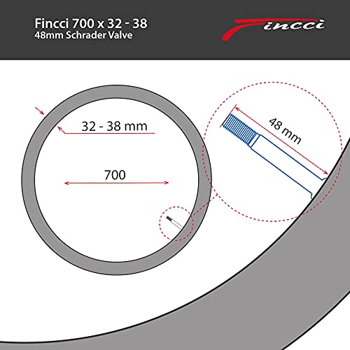 Fincci 700 x 32c 35c 38c 48mm Cámara de Aire Schrader Válvula Interior para Ciclo Carrera Carretera Turismo Bici Bicicleta