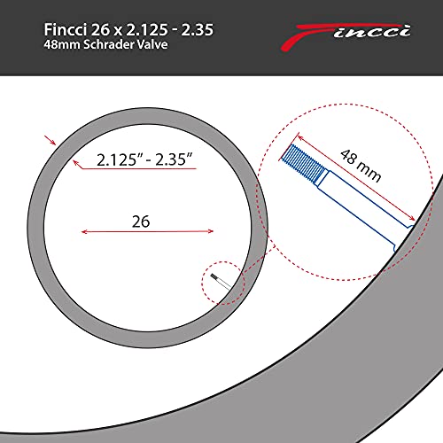 Fincci Par 26 x 2,125 2,35 Pulgadas 48mm Cámaras de Aire Schrader Válvula Interior para Carretera MTB Montaña Hibrida Bici Bicicleta (Paquete de 2)