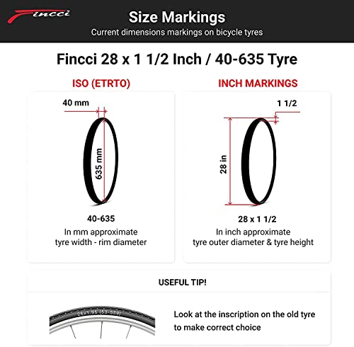 Fincci Par 28 x 1 1/2 Pulgados 40-635 Cubiertas para MTB Montaña Ciclo Carretera Hibrida Bici Bicicleta (Paquete de 2)