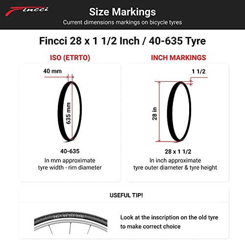 Fincci Par 28 x 1 1/2 Pulgados 40-635 Cubiertas para MTB Montaña Ciclo Carretera Hibrida Bici Bicicleta (Paquete de 2)