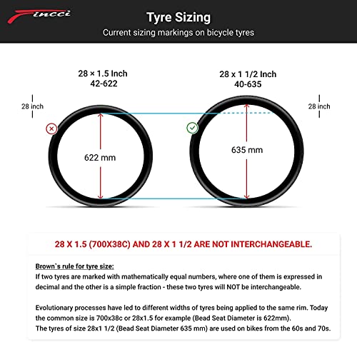 Fincci Par 28 x 1 1/2 Pulgados 40-635 Cubiertas para MTB Montaña Ciclo Carretera Hibrida Bici Bicicleta (Paquete de 2)