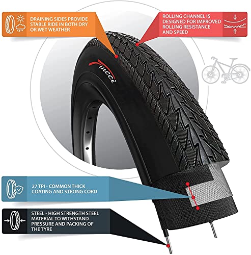 Fincci Par 28 x 1 1/2 Pulgados 40-635 Cubiertas para MTB Montaña Ciclo Carretera Hibrida Bici Bicicleta (Paquete de 2)