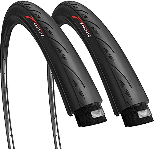 Fincci Par Cubiertas de Ciclismo para Rodillos 700x23c 23-622 Plegable Ciclo Carrera 60TPI Turismo Bici Bicicleta (Paquete de 2)