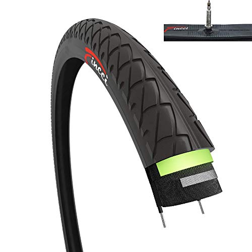 Fincci Set 26 x 1,95 Pulgadas 53-559 Cubierta con 3mm Anti Pinchazo y Cámara de Aire Presta Válvula Interior para Carretera MTB Montaña Hibrida Bici Bicicleta