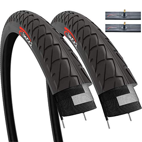 Fincci Set Par 26 x 2,125 Pulgadas 54-559 Cubiertas con Cámaras de Aire Schrader Válvula Interior para Carretera MTB Montaña Hibrida Bici Bicicleta (Paquete de 2)