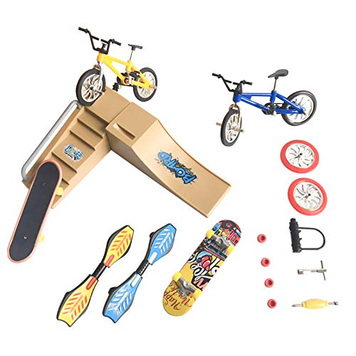 Fingertoys Kit de skate Park, mini dedo monopatín, monopatín de dedo y múltiples escenas, juego de rampas con 9 piezas reemplazables accesorios regalos fiesta regalos para niños