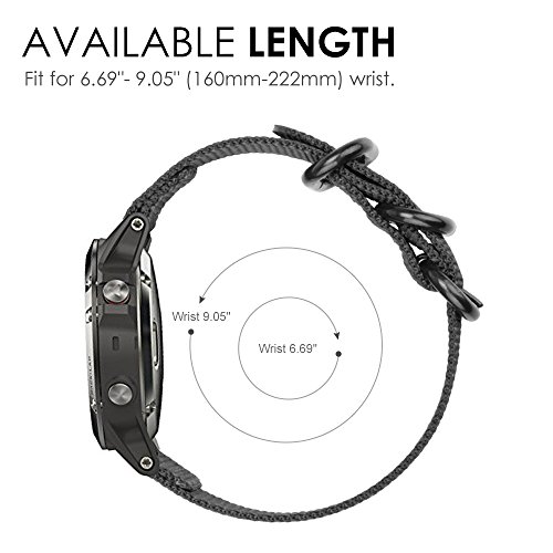 Fintie Correa Compatible con Garmin Fenix 5/Fenix 5 Plus/Fenix 6 Pro/Forerunner 935/Forerunner 945/Instinct - Pulsera de Repuesto de Suave Tejido de Nylon Banda Deportiva, Negro