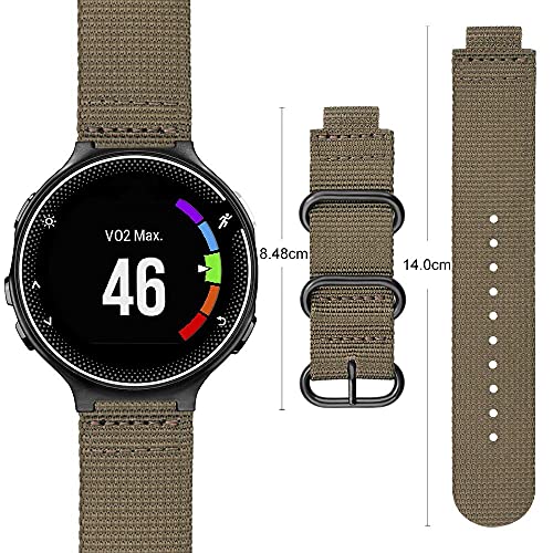 FINTIE Correa Compatible con Garmin Forerunner 235/220/230/620/630/735XT - Pulsera de Repuesto de Nylon Suave Banda Deportiva, Caqui