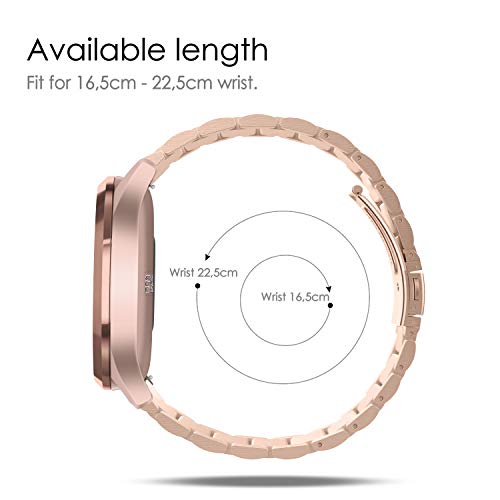 FINTIE Correa Compatible con Garmin Vivoactive 3/Vívomove HR/Vivoactive 3 Music/Forerunner 645 Music - 20mm Pulsera de Repuesto de Metal de Acero Inoxidable, Oro Rosa