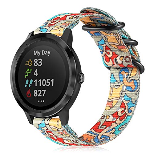 FINTIE Correa Compatible con Garmin Vivoactive 3/Vívomove HR/Vivoactive 3 Music/Forerunner 645 Music-20mm Pulsera de Repuesto de Nylon Suave con Cierre Ajustable, Multicolor