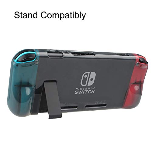 Fintie Funda con Agarre para Nintendo Switch - Cubierta Protectora Transparente Mate Suave de TPU con Diseño Ergonómico de Empuñadura Antirrayas y Amortiguador, Cristal Negro