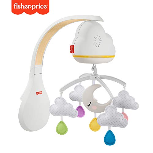 Fisher-Price Móvil y Proyector Nubes Relajantes, juguete de cuna proyector para el sueño y descanso de bebés (Mattel GRP99)