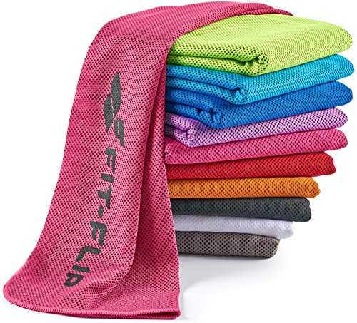 Fit-Flip Toalla de enfriamiento 100x30cm, Toalla de Deporte refrescante, Toalla fría, Airflip Cooling Towel, Toalla de Microfibra – Color: Rosa, tamaño: 100x30cm