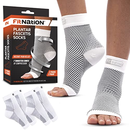 FIT NATION Medias de compresión para la Fascitis Plantar (2 Pares por Lote)