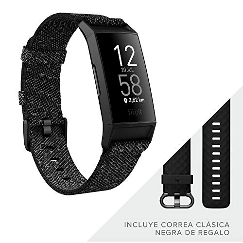 Fitbit Charge 4 Pulsera de actividad premium con GPS integrado, sumergible hasta 50m y 7 dias de batería, Negro Granito - Edición Especial