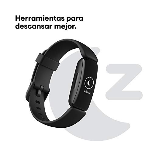 Fitbit Inspire 2 - Pulsera de salud y actividad física con ritmo cardiaco continuo, 1 año del servicio Fitbit Premium incluido y 10 días de batería, Negro